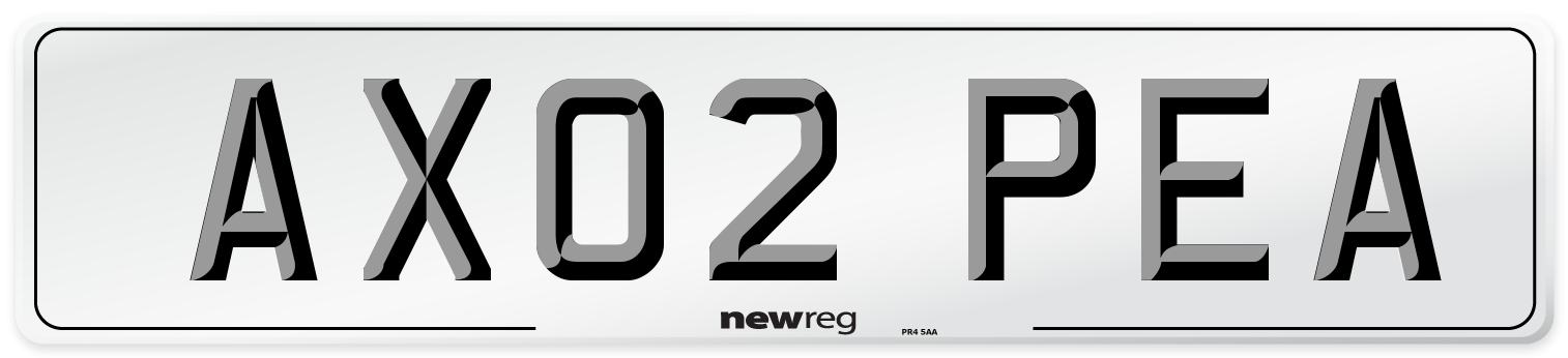 AX02 PEA Number Plate from New Reg